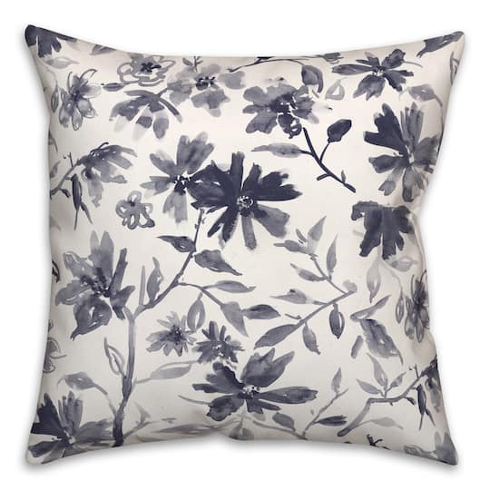 Delicate Floral Print Throw Pillow